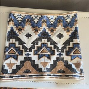 AKIRA Aztec Pattern Mini Skirt - Blue, Brown, White